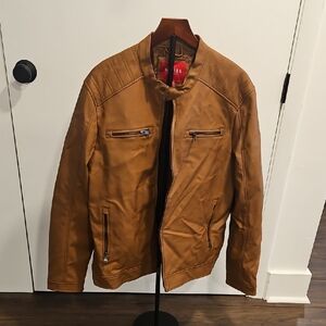Guess Men's Brown Leather Jacket
